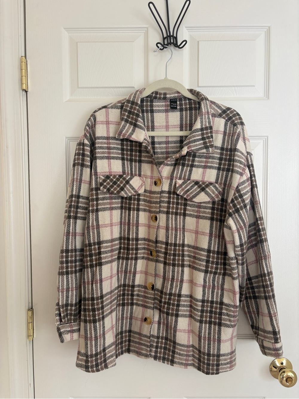 SHEIN Cream, Brown & Pink Shacket
